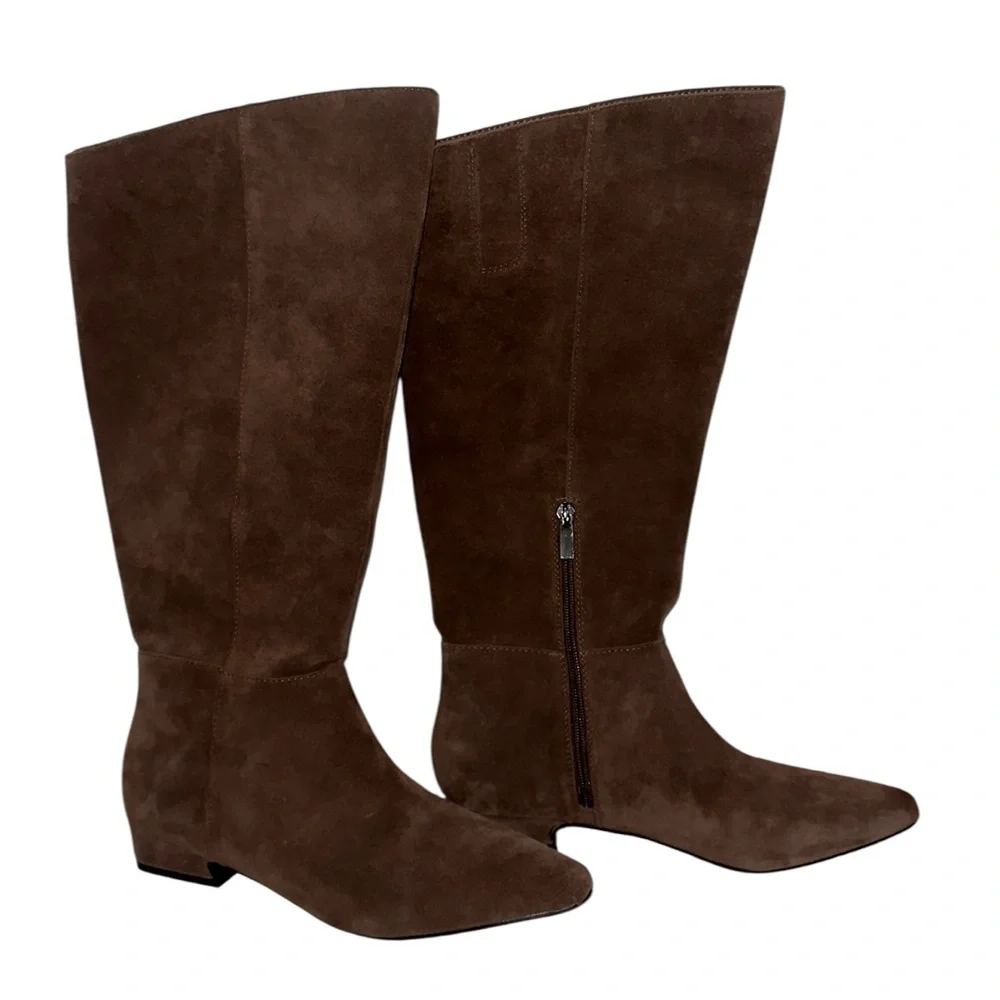 NWT Jason Wu Chocolate Brown Genuine Suede Knee-High Boots Zipper, Pointed Toe